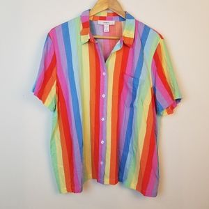 Forever 21 rainbow button up  🌈
